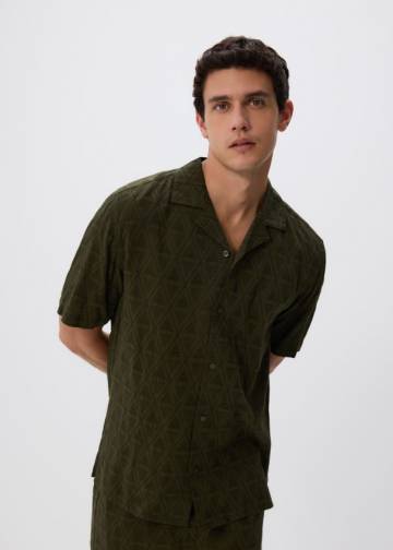 Reserved - Сорочка regular fit зі структурної тканини - зелений - 379BZ-87X Reserved - Сорочка regular fit зі структурної тканини - зелений - 379BZ-87X