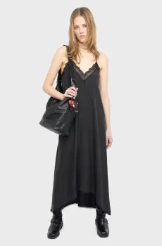 Женский черный шелковый сарафан Risty Черный M ZADIG&VOLTAIRE WWDR02691_BLACK