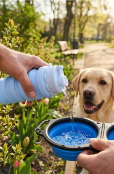 Складна дорожня пляшка для тварин - блакитний