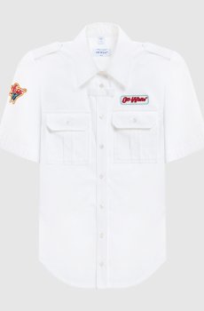 Белая рубашка Popeline с брендовыми нашивками