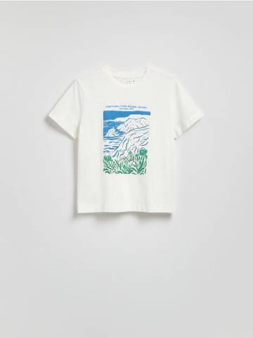 Reserved - Бавовняна футболка з вишивкою - білий - 387FS-00X Reserved - Бавовняна футболка з вишивкою - білий - 387FS-00X