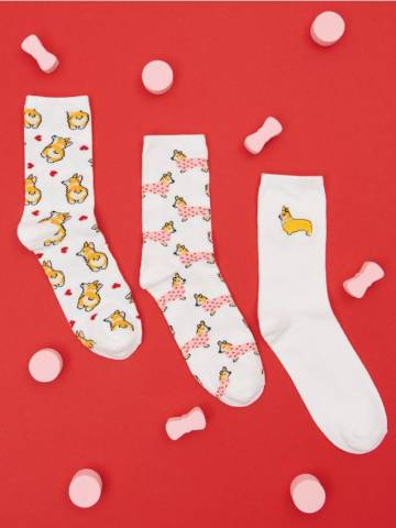 Шкарпетки, 3 пари corgi - кремовий Шкарпетки, 3 пари corgi - кремовий