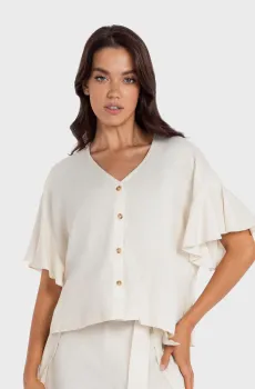 Женская белая льняная туника Белый L MARC&ANDRE BR24-01-LB