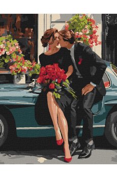 Картина по номерам Ideyka Романтическая пара у авто, 40*50 см (KHO8703)