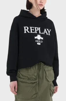 Женское черное худи Черный S Replay W3100B.000.23650P