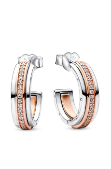 Сережки двоколірні з паве