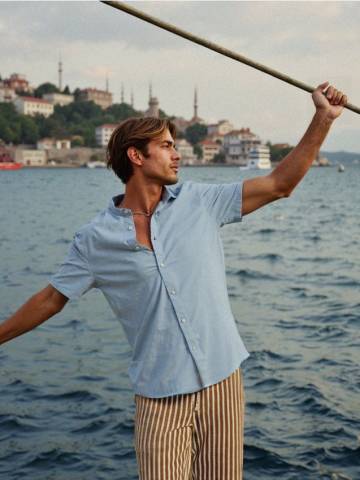 Бавовняна сорочка - блакитний