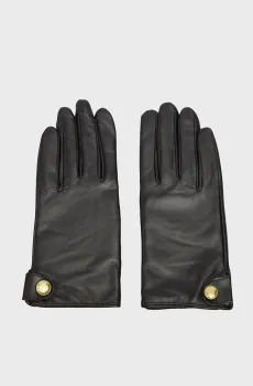Женские черные кожаные перчатки BUTTONED Черный M Gant 4931077
