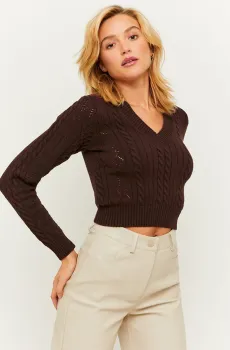 Женский темно-коричневый пуловер Коричневый S Tally Weijl SPUCOPERU