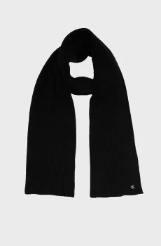 Женский черный шерстяной шарф METAL Черный ONESIZE Calvin Klein LV04F8119G