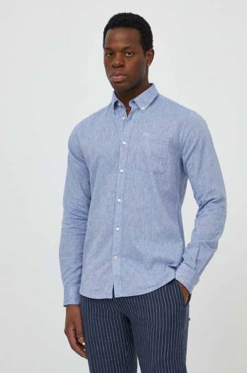 Льняная рубашка Barbour slim воротник button-down Льняная рубашка Barbour slim воротник button-down
