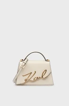 Женская белая кожаная сумка K SIGNATURE 2.0 MD CROSSBODY Белый ONESIZE Karl Lagerfeld 240W3003