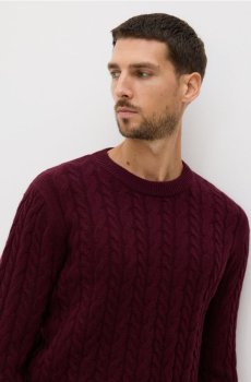Reserved - Вовняний джемпер картатого плетіння - буряковий - 483GQ-83X