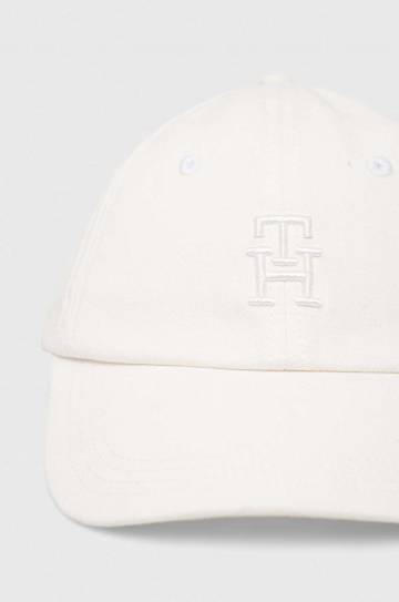 Хлопковая кепка Tommy Hilfiger цвет белый однотонная Хлопковая кепка Tommy Hilfiger цвет белый однотонная