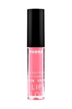Блеск для губ Pudra Cosmetics High Shine Lip Gloss с протеинами шелка та провитамином B5, 05 Dolly Pink, 2.5 г