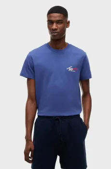 Мужская фиолетовая футболка SLIM SIGN CHEST SS TEE EXT Фиолетовый L Tommy Jeans DM0DM22538