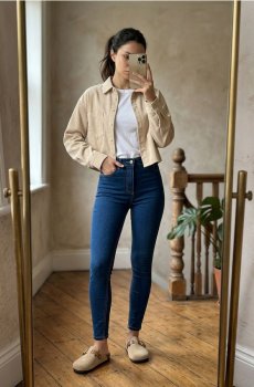 Джинси з завищеною талією - темно-синій