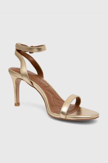 Кожаные сандалии Kurt Geiger London Mayfair Strappy Sandal цвет золотой 2040961109 Кожаные сандалии Kurt Geiger London Mayfair Strappy Sandal цвет золотой 2040961109