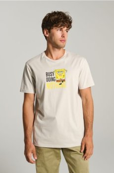 Бавовняна футболка з принтом SpongeBob SquarePants - нюдовий