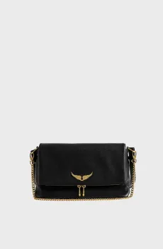 Женская черная кожаная сумка Rocky II Черный ONESIZE ZADIG&VOLTAIRE LWBA04125_BLACK GOLDFW26