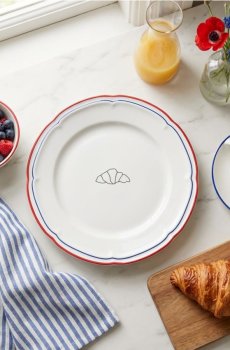 Керамічна тарілка з мотивом круасана - темно-синій