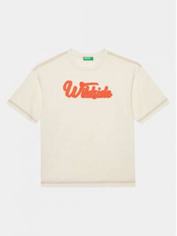 United Colors Of Benetton Футболка 3GDXC10HG Écru Oversize United Colors Of Benetton Футболка 3GDXC10HG Écru Oversize