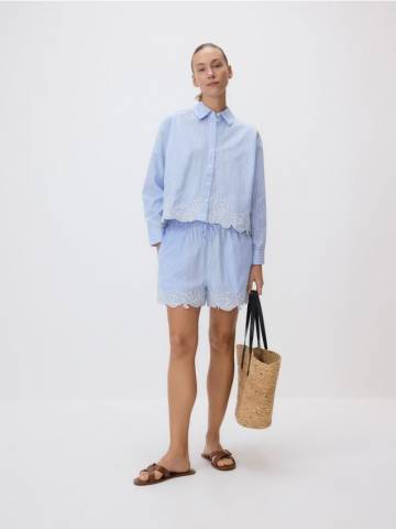 Reserved - Шорти з вишивкою - блідо-блакитний - 997HF-05X