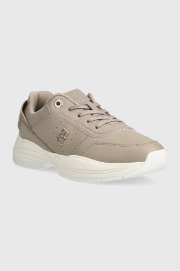 Кожаные кроссовки Tommy Hilfiger TECH HEEL RUNNER цвет бежевый FW0FW07701 Кожаные кроссовки Tommy Hilfiger TECH HEEL RUNNER цвет бежевый FW0FW07701