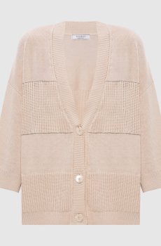 Бежевый кардиган с льном