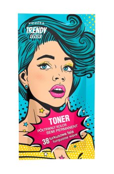 Оттеночный тонер для волос Venita Trendy Color Toner 38 Turquoise Wave, 35 г (саше)