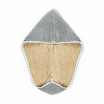 Полотенце-тюрбан для сушки волос Cosmo Shop двустороннее, 59*24 см, серо-карамельное, 1 шт (CS11047GK)