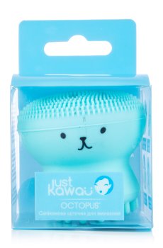 Силиконовая щеточка для умывания Just Kawaii Octopus голубая