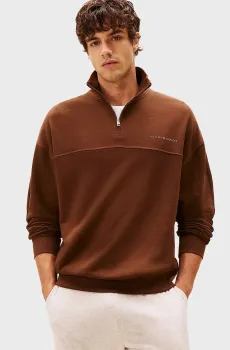 Мужская коричневая кофта HALF ZIP Коричневый XL Tommy Hilfiger UM0UM03626