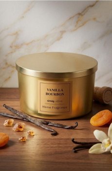 Свічка з трьома гнотами Vanilla Bourbon - золотий