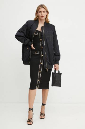 Куртка Elisabetta Franchi женская цвет чёрный переходная oversize PI74D46E2 Куртка Elisabetta Franchi женская цвет чёрный переходная oversize PI74D46E2