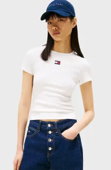 Женская белая футболка SLIM BADGE Белый S Tommy Jeans DW0DW17881