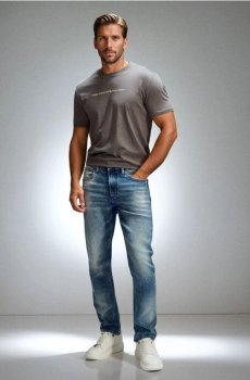 Джинси slim fit з ефектом прання - синій