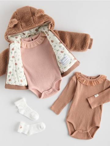 Reserved - Бавовняне боді з оборками - пильно-рожевий - 814GK-39X Reserved - Бавовняне боді з оборками - пильно-рожевий - 814GK-39X