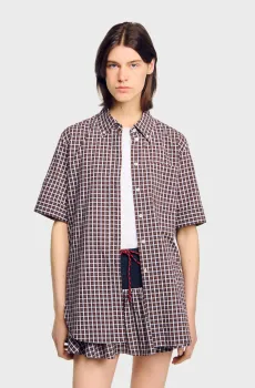 Женская рубашка в клетку Разноцветный M Sandro SFPCM01433_Brown