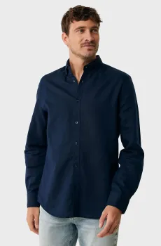 Мужская темно-синяя льняная рубашка CALEB Basic linen shirt Синий XXL Mexx MF007200151M