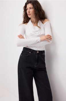 Reserved - Блуза з декоративним вирізом - кремовий - 494KL-01X