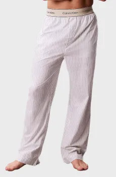 Мужские белые брюки в полоску SLEEP PANT Белый S Calvin Klein LV00NM2944