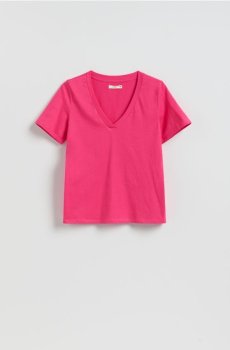 Reserved - Футболка regular з V-подібним вирізом - рожевувато-ліловий - 399FS-34X
