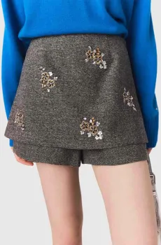 Женская серая юбка-шорты с узором Серый 36 MAJE MFPSH00679_Grey