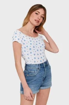 Женский белый топ с узором Белый XXS Tally Weijl STSCOADRIEL