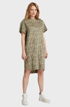 Женское бежевое платье с узором Бежевый S G-Star RAW D24484,D611