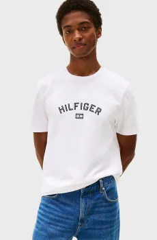Мужская белая футболка HILFIGER FLOCK TEE Белый XXL Tommy Hilfiger MW0MW39357