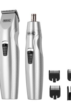 Набор для стрижки бороды, усов и носа WAHL Mustache & Beard Combo серый, 10 предметов (05606-308)