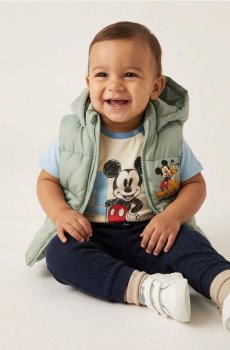 Бавовняна футболка з принтом Mickey Mouse - кремовий