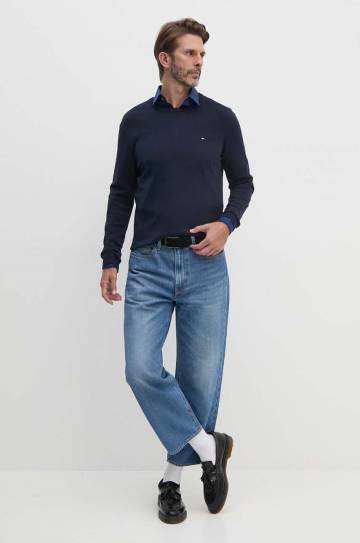 Хлопковый свитер Tommy Hilfiger цвет синий лёгкий MW0MW14748 Хлопковый свитер Tommy Hilfiger цвет синий лёгкий MW0MW14748